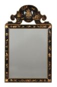 A BLACK LACQUER AND GILT JAPANNED MIRROR