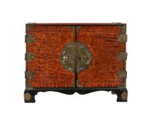 A CHINESE ELM AND GILT METAL MOUNTED TABLE WORK BOX