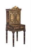 A CHINESE BLACK LACQUER AND GILT WRITING CABINET