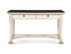 A FRENCH PAINTED AND MARBLE TOP SERVING