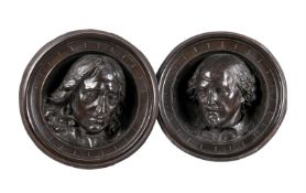 A PAIR OF VICTORIAN BRONZED COPPER RELIEF PLAQUES