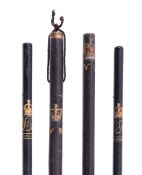 FOUR VICTORIAN POLICE TRUNCHEONS, 19TH CENTURY
