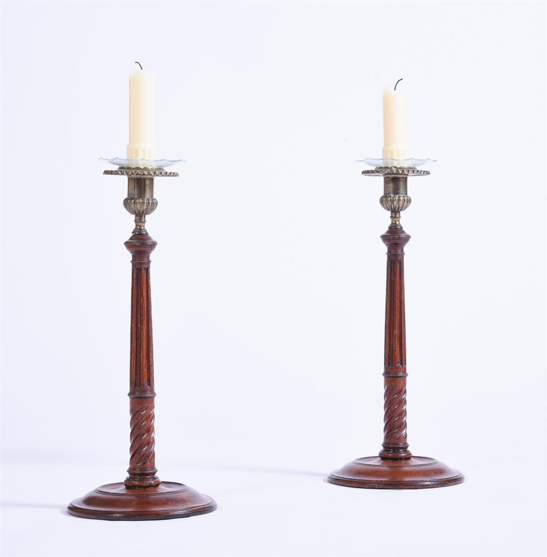 A PAIR OF GEORGE III MAHOGANY CANDLESTICKS, POSSIBLY SCOTTISH - Image 2 of 4