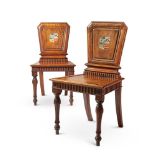 A PAIR OF EARLY VICTORIAN PADOUK HALL CHAIRS, MID 19TH CENTURY