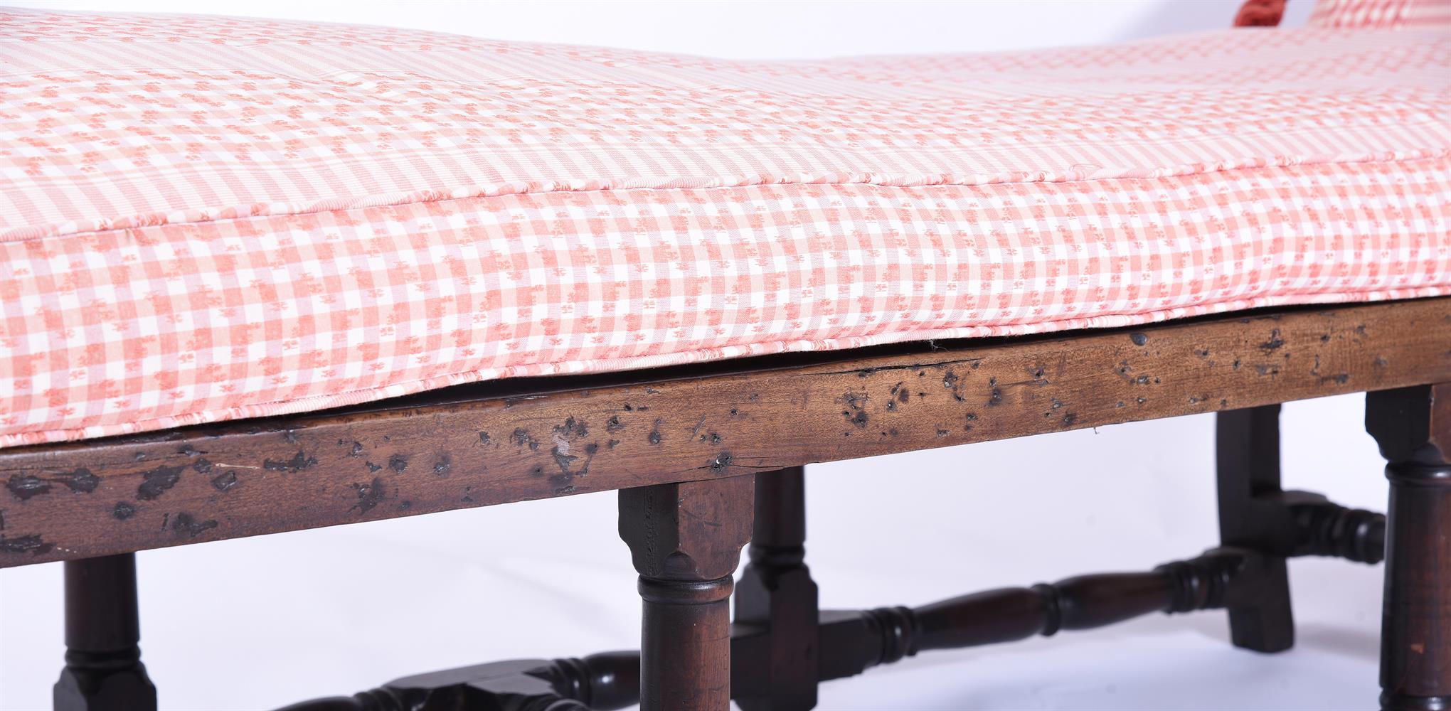 A WALNUT AND UPHOLSTERED DAY BED, EARLY 18TH CENTURY AND LATER - Image 3 of 5