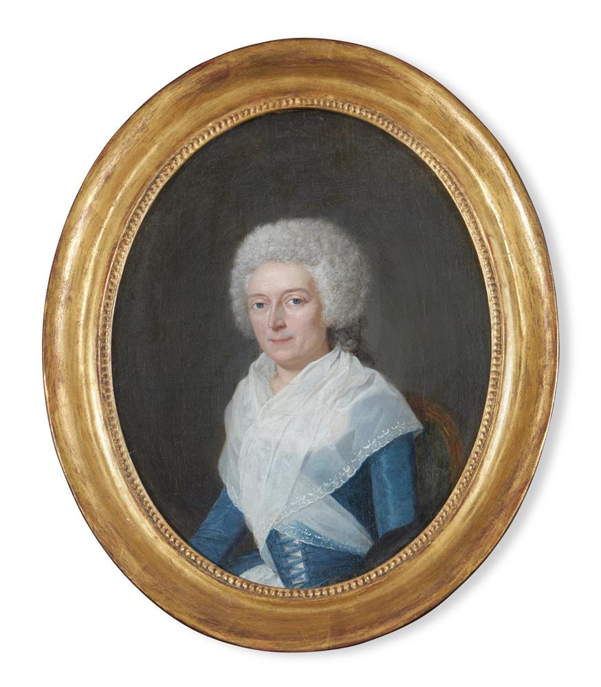 FOLLOWER OF JOHN DOWNMAN, PORTRAIT OF A LADY IN A BLUE DRESS