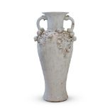 A LARGE FRENCH WHITE GLAZED CERAMIC VASE, SECOND HALF 20TH CENTURY