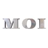 A FRENCH STEEL WALL SIGN 'MOI', 20TH CENTURY