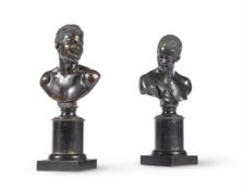 AFTER REMOND- A PAIR OF NUBIAN BRONZE BUSTS, FRENCH 19TH CENTURY