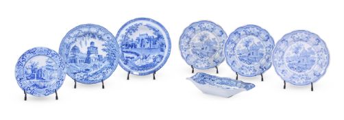 A COLLECTION OF STAFFORDSHIRE BLUE AND WHITE TRANSFERWARE,19TH CENTURY