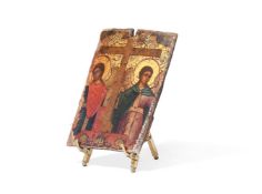 A GRECO-RUSSIAN ICON, THE EXALTATION ON THE CROSS