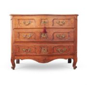 A LOUIS XV WALNUT SERPENTINE FRONTED COMMODE, PROBABLY PROVENCE