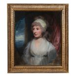 ATTRIBUTED TO SIR WILLIAM BEECHEY (BRITISH 1753-1839), PORTRAIT OF A LADY, WEARING A WHITE DRESS
