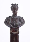 SIR GEORGE JAMES FRAMPTON R.A. (BRITISH,1860-1928), A BRONZE PORTRAIT BUST OF QUEEN MARY