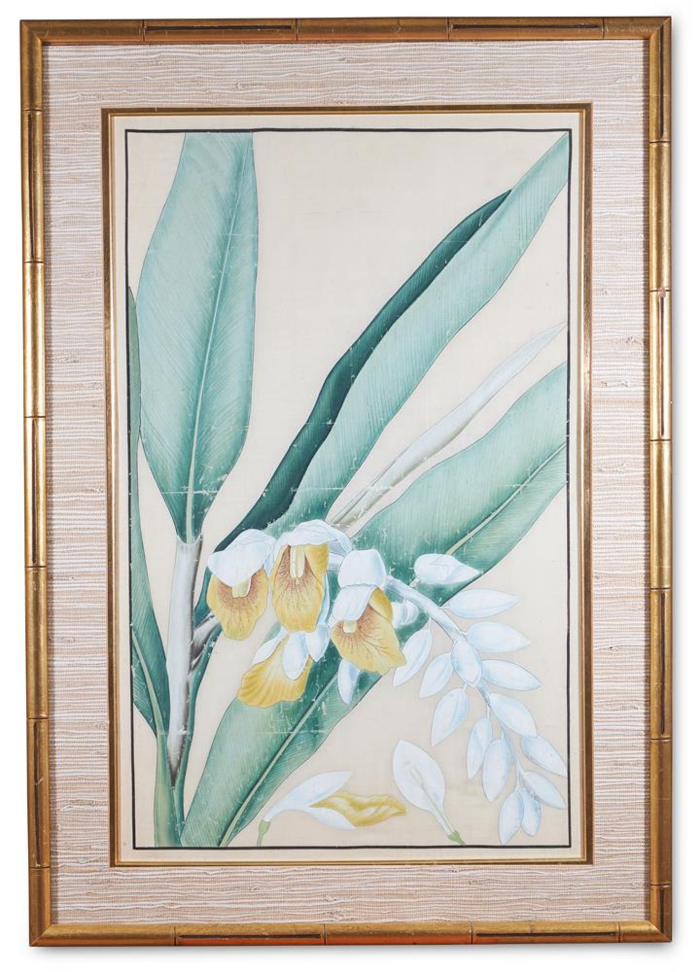 COMPANY SCHOOL (20TH CENTURY)STUDY OF AN ORCHID Watercolour and bodycolour on silk