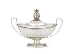 PAUL STORR, A GEORGE III SILVER OVAL SAUCE TUREEN