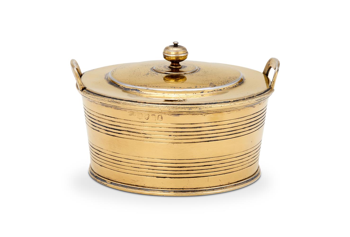 A GEORGE IV SILVER GILT BUTTER CHURN