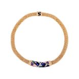 Y AN 18 CARAT GOLD HARDSTONE SET COLLAR NECKLACE, LONDON 1999