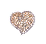 A DIAMOND AND YELLOW DIAMOND HEART BROOCH/PENDANT