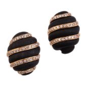 Y S. NARDI, A PAIR OF DIAMOND AND EBONY EAR CLIPS