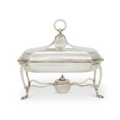A VICTORIAN SILVER CANTED RECTANGULAR WARMING DISH