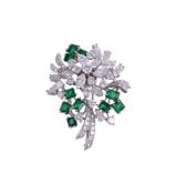 MEISTER, AN EMERALD AND DIAMOND EN TREMBLANT FLORAL SPRAY BROOCH