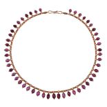 CARLO & ARTHUR GIULIANO, A GOLD, RUBY AND SEED PEARL NECKLACE CIRCA 1900