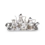 Y AN AUSTRIAN SILVER BALUSTER FIVE PIECE TEA AND COFFEE SET