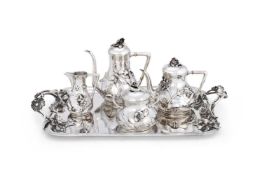 Y AN AUSTRIAN SILVER BALUSTER FIVE PIECE TEA AND COFFEE SET