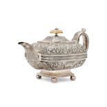 Y A GEORGE III SILVER OBLONG TEAPOT