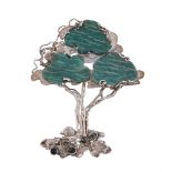 ANN O'DONNELL, TWO SILVER AND HARDSTONE TREE PENDANTS, LONDON 1977
