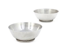 GEORG JENSEN, A PAIR OF DANISH SILVER COLOURED BOWLS