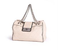 CHANEL, MATELASSE EAST WEST, A WHITE QUILTED TOTE BAG