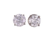 A PAIR OF DIAMOND EAR STUDS