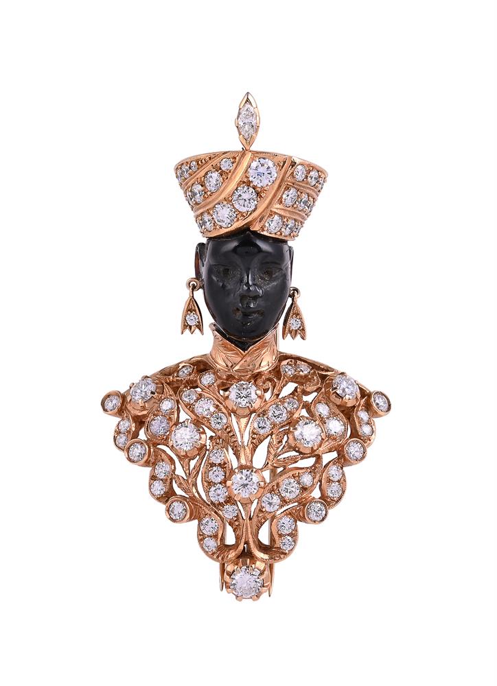 NARDI, A DIAMOND SET OTHELLO BROOCH