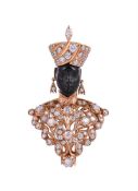 NARDI, A DIAMOND SET OTHELLO BROOCH