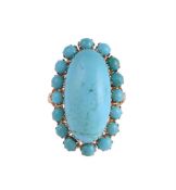 A TURQUOISE CLUSTER DRESS RING