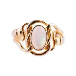 AN EARLY 19TH CENTURY FRENCH GOLD AND OPAL RING, CIRCA 1819-1838