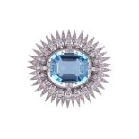 VITZTHUM, A 1960S AQUAMARINE AND DIAMOND RADIATING STAR BROOCH