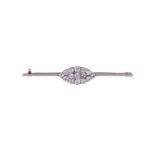 A NAVETTE SHAPED DIAMOND PANEL BAR BROOCH