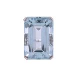 AN AQUAMARINE AND DIAMOND DRESS RING