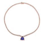 A DIAMOND AND TANZANITE NECKLACE