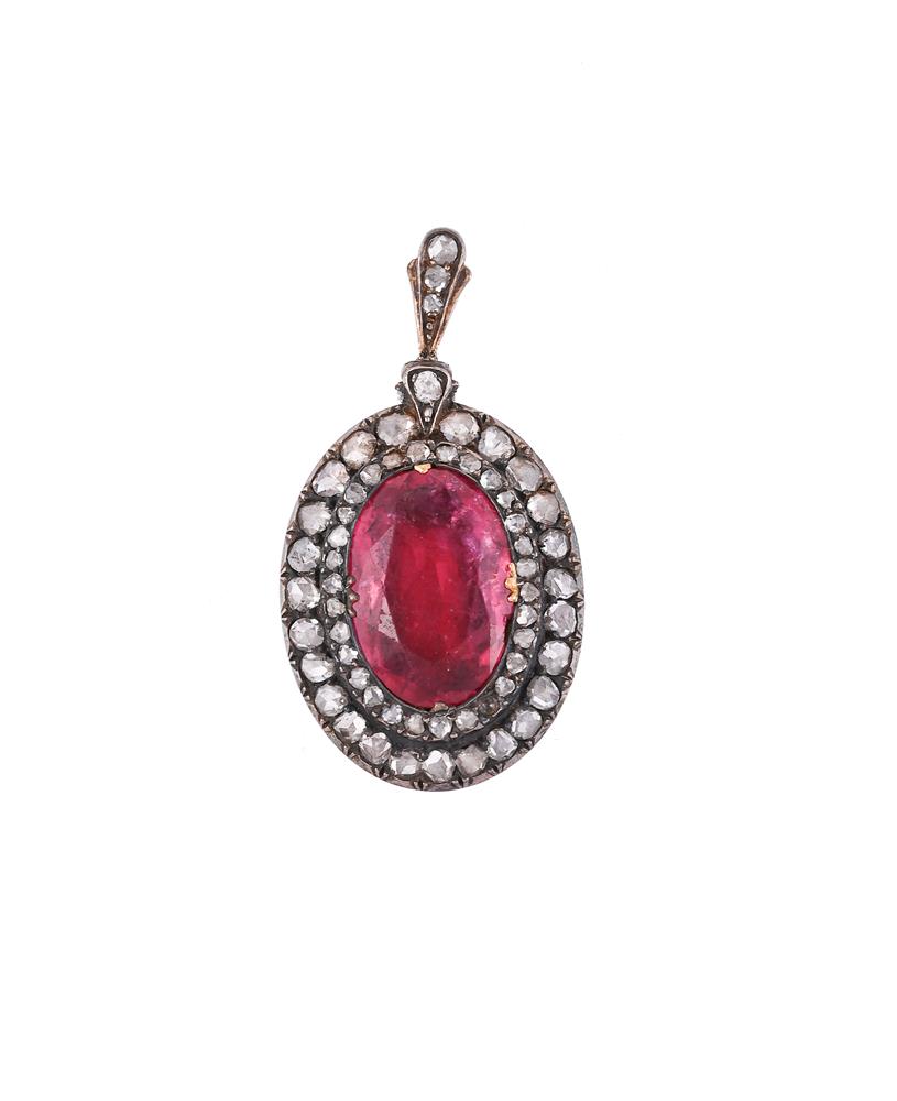 A 19TH CENTURY DIAMOND AND TOURMALINE LOCKET PENDANT