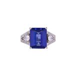 A TANZANITE AND DIAMOND DRESS RING