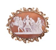 A MID 19TH CENTURY SHELL CAMEO OF ANDROMACHE ATTEMPTING TO RESTRAIN HECTOR
