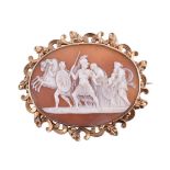 A MID 19TH CENTURY SHELL CAMEO OF ANDROMACHE ATTEMPTING TO RESTRAIN HECTOR