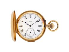 JOHN CASHMORE, LONDON, AN 18 CARAT GOLD KEYLESS WIND QUARTER REPEATING FULL HUNTER POCKET WATCH