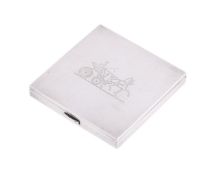 HERMÈS, A SILVER COLOURED POWDER COMPACT