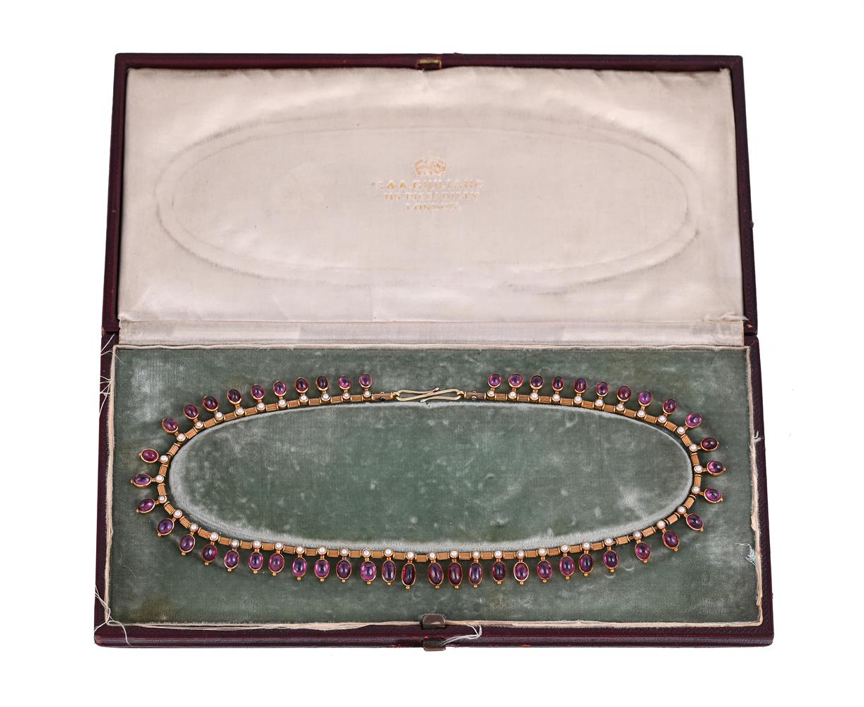 CARLO & ARTHUR GIULIANO, A GOLD, RUBY AND SEED PEARL NECKLACE CIRCA 1900 - Image 3 of 4