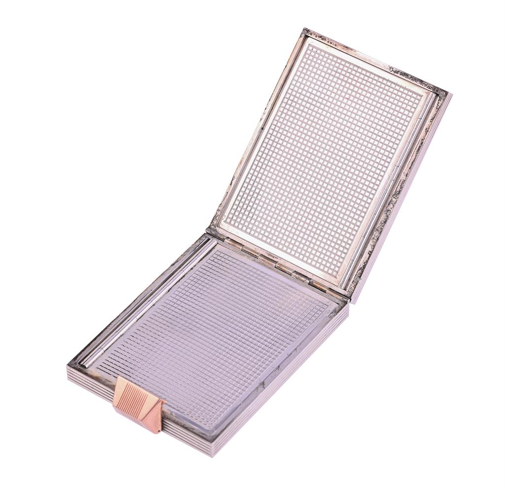 BOUCHERON, A SILVER AND GOLD COLOURED INLAY COMPACT AND LIPSTICK, CIRCA 1940 - Image 3 of 8